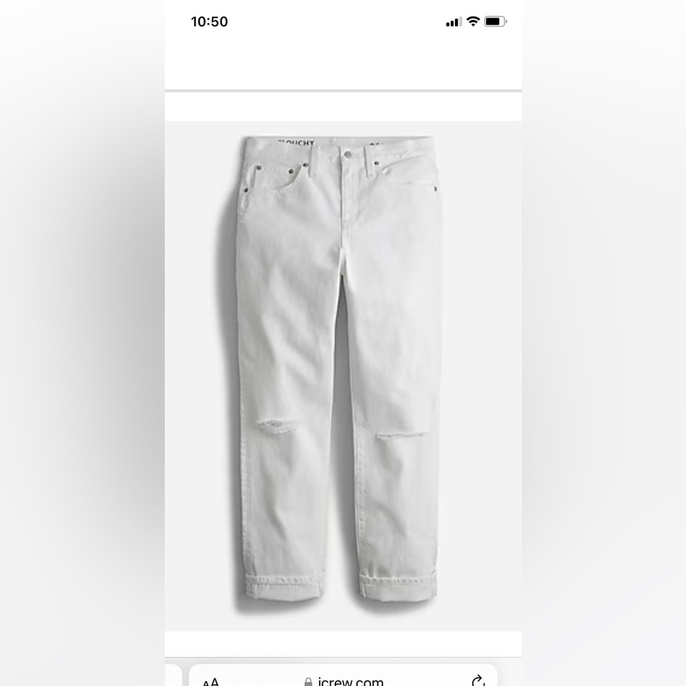 J Crew Slouchy Boyfriend Jeans in White